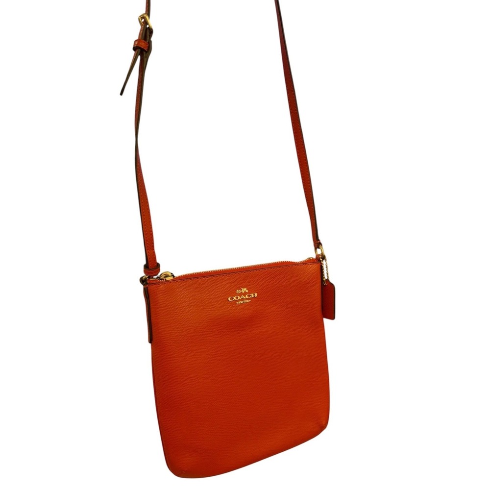 Coach Crossgrain Leather Zip Top Crossbody Bag Orange Spice Gold Hardware
